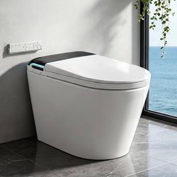 Luxury Smart Toilet with Tank,Foam Shield,Feminine Care,ADA Comfort Height Heated Seat,Auto Open/Close,6 Adjustable TEMP Warm Water/Dryer, Modern Elon