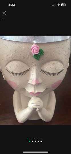 Head Planter Pot Girl, Blessing Princess, Resin Lady Statue Like New