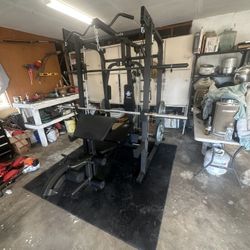 Vesta Fitness Smith Machine 2001 w/Bench Attachment | 230lb Bumpers Weights | 7ft Olympic Bar | Fitness | Gym Equipment | FREE DELIVERY 🚚 