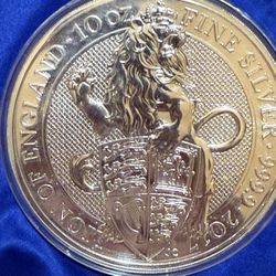 2017 10oz Lion Of England .9999 Silver Coin 
