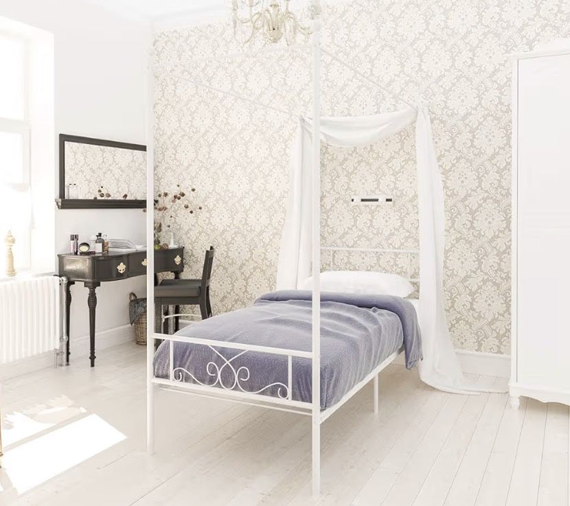 Twin Canopy Bed - White