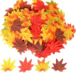 yueton 200pcs Artificial Maple Leaves Fall Leaves Fall Decorations for Weddings, Thanksgiving Day, Fall-Themed Party, Autumn Table Scatter, Harvest Fe