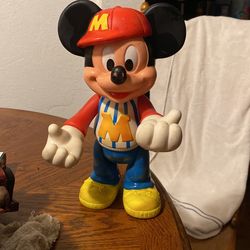 Vintage Walt Disney Mickey Mouse Baseball Player - 12" Tall - All Joints Move 