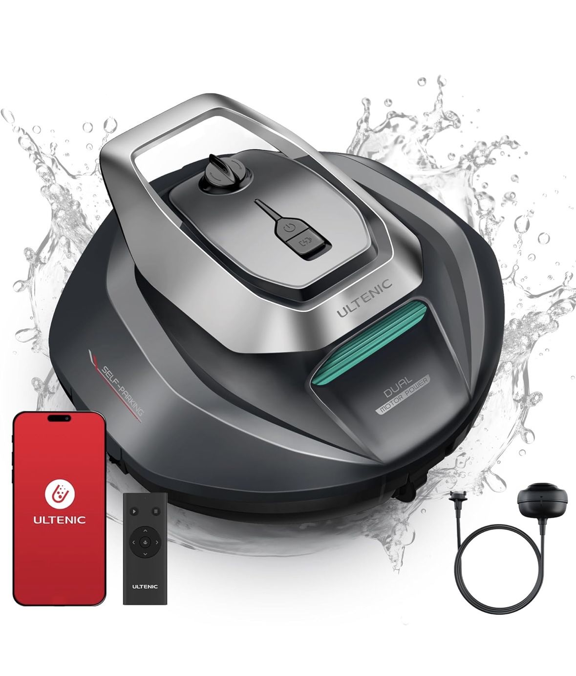 Cordless Robotic Pool Vacuum Cleaner, LED Indicator, Self-Parking, Fast Charging