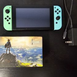 Unpatched Nintendo Switch Handheld, Model HAC-001, Charger, Dock, Very Good Condition 