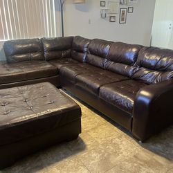 All Leather Sectional Great Condition
