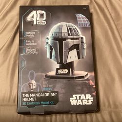 New 4D Build Star Wars Mandalorian Helmet Cardstock Model Kit w/Stand