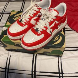 Red And White Bapesta Comes with Box