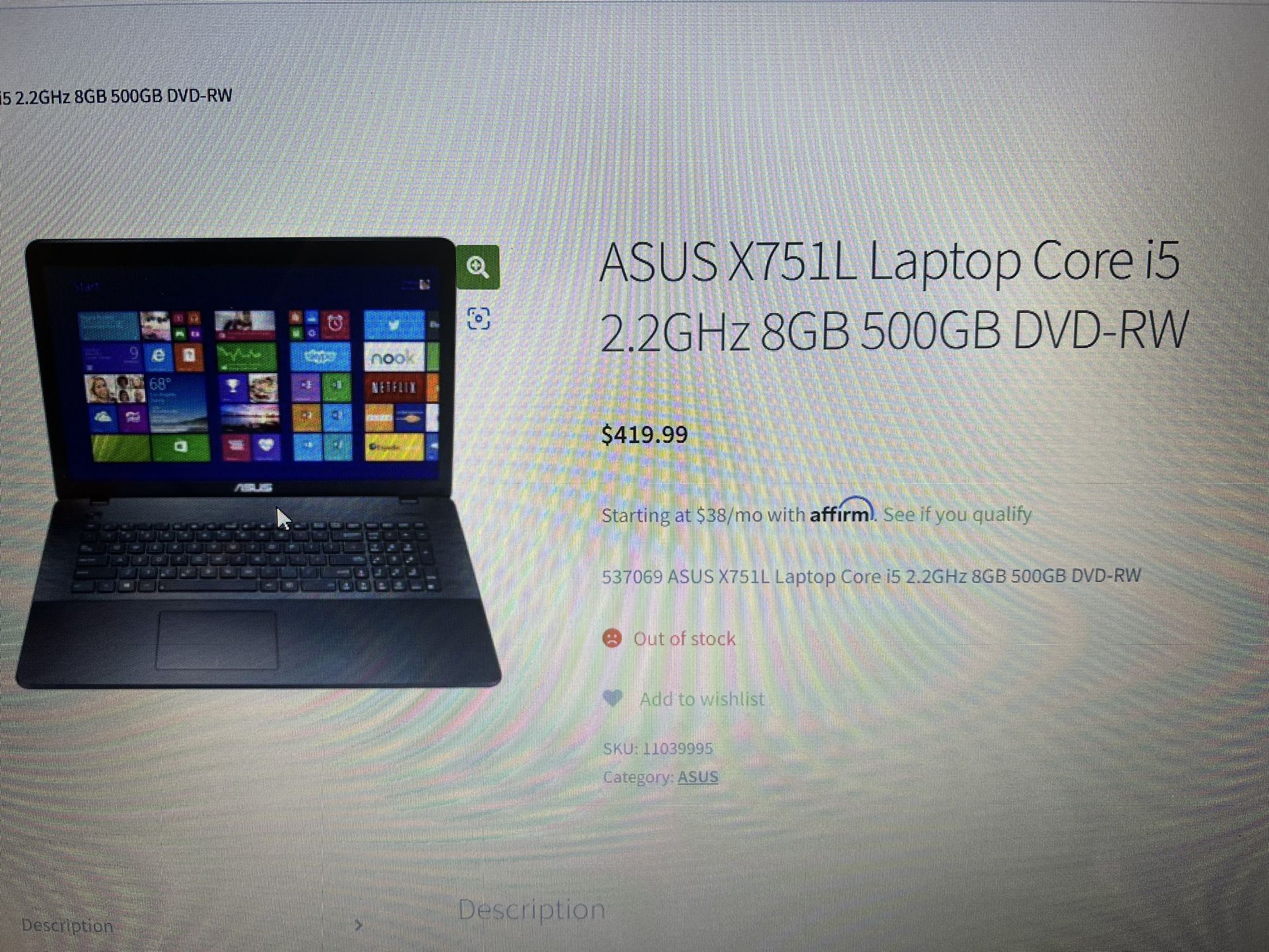 Asus 17 In Laptop, Windows 10