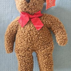 Original FAO Schwarz Brown Bear 🐻 Stuffed Animal with red bow - new with tags!