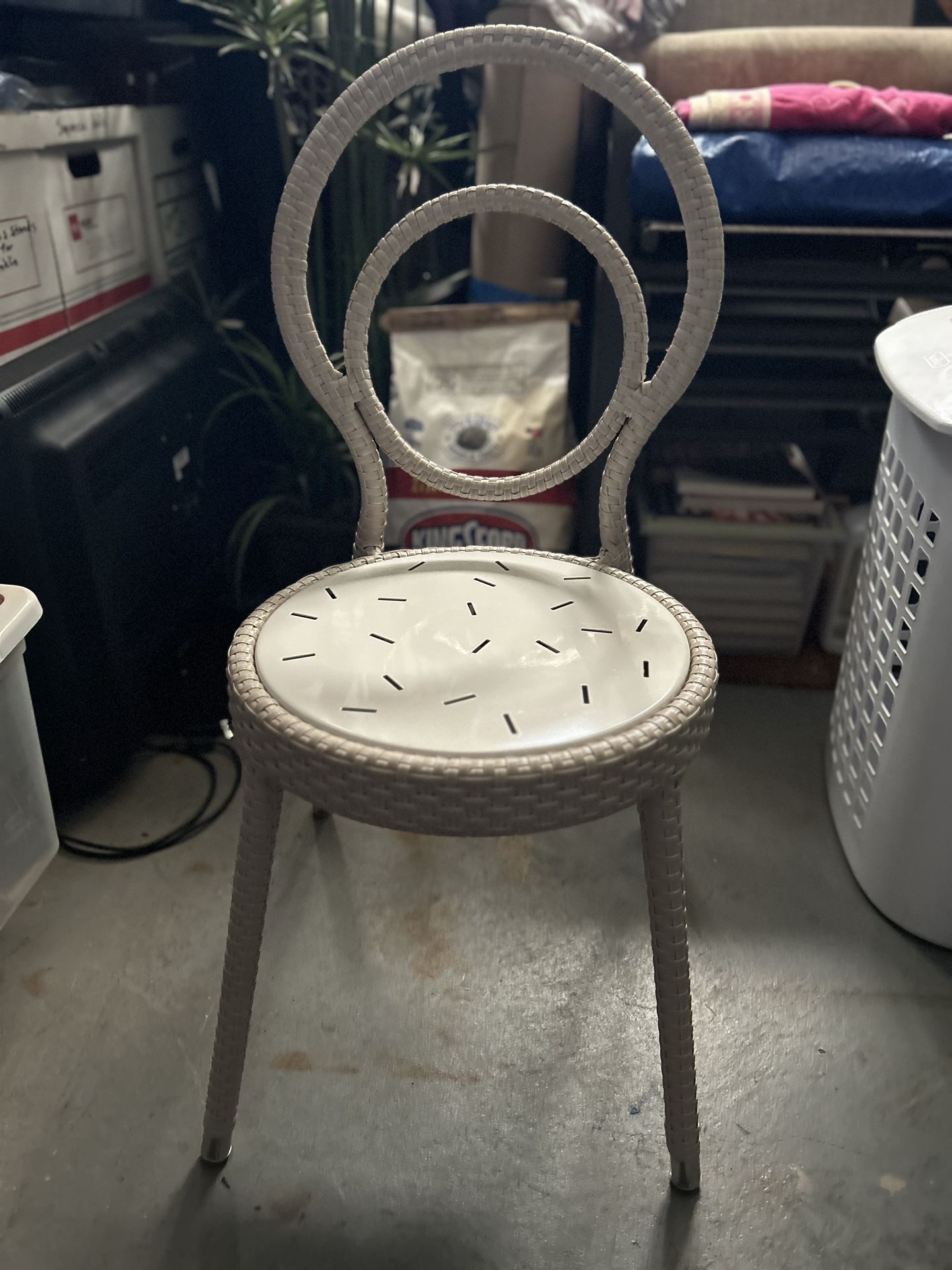 Small White Rattan Chair $10