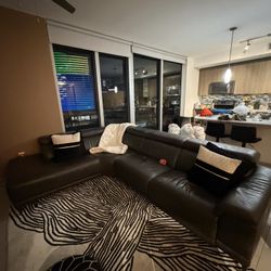 Gray Leather Couch Sofa 