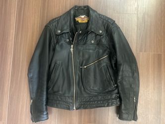 Harley Davidson Quilted Leather Motorcycle Jacket - Size 42
