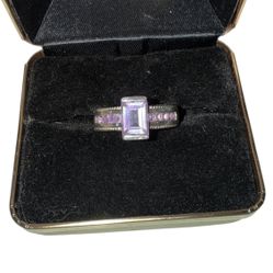 Purple amethyst Sterling Silver  Ring  Size 8