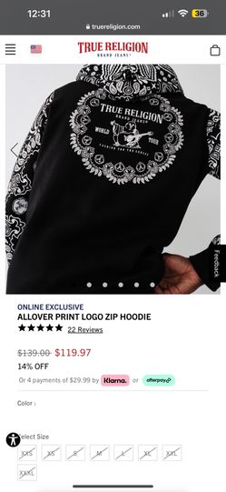 True Religion Zip Up Hoodie