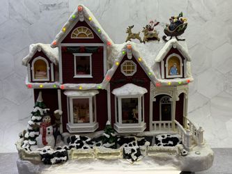 Vintage Story Telling Voice “Night Before Christmas” Holiday Village House w/Lights & sounds. 14”x11”x6”. Battery operated. 