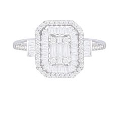 14 K  Diamond White Gold Ring