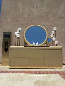 80s vintage postmodern 9 drawer dresser with mirror by Lane