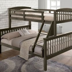 Brand New Dark Grey Twin Over Full Bunk Bed 