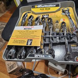 GearWrench 7-Piece Flex Head Ratchet Combination Wrench Set Metric , New 