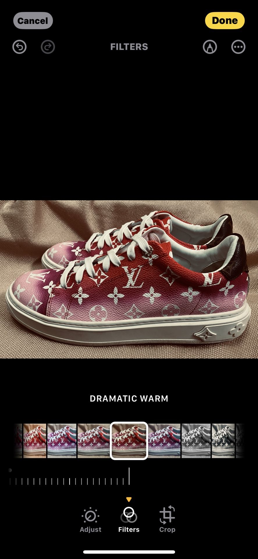 Louis Vuitton time out monogram, tennis shoes, size 42 in red
