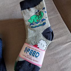 Speed" Computer Design Ankle Socks, Size L - 5 Pack Soft & Stretchy, Unique Pattern