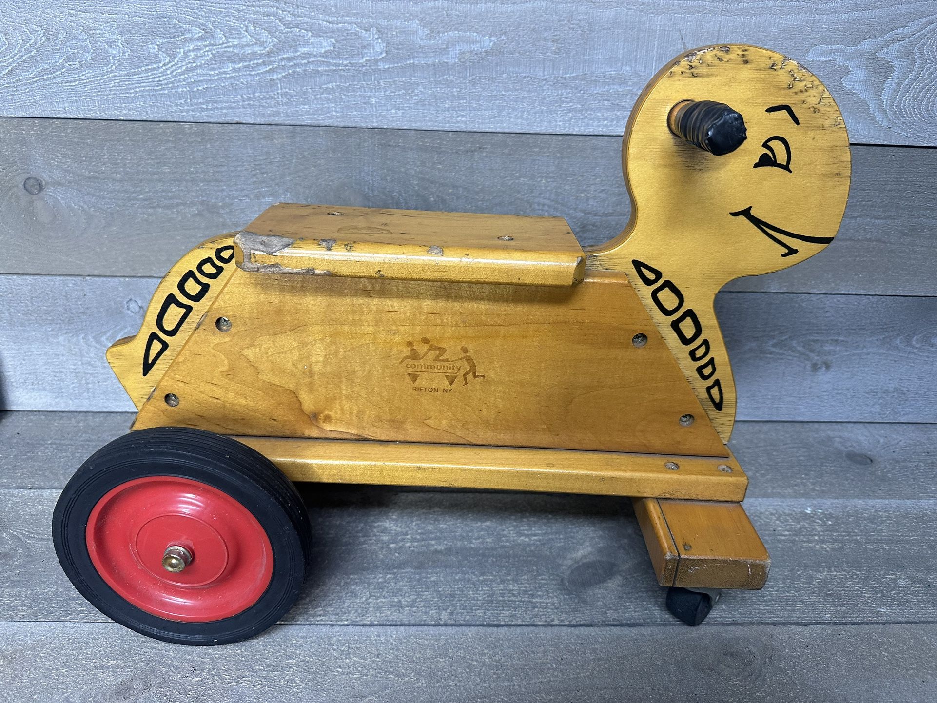 Community Playthings Rifton, NY Large Wood Toy Ride On Turtle Vintage Wooden
