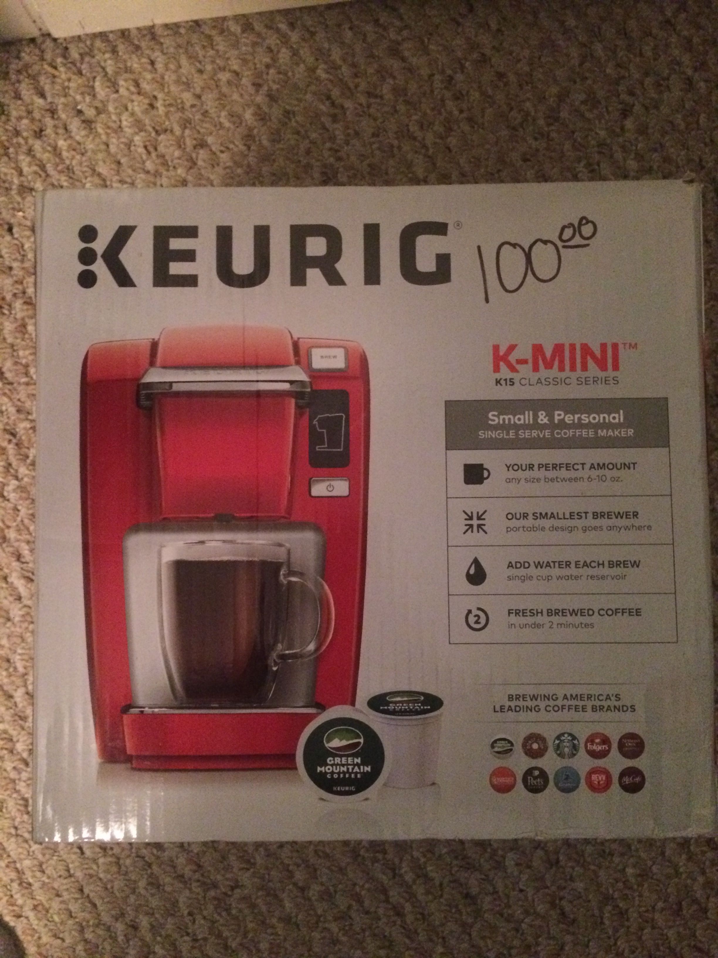 Keurig K-15 K- Mini Classic Series Red Compact Personal 10 oz. Coffee Maker NIB