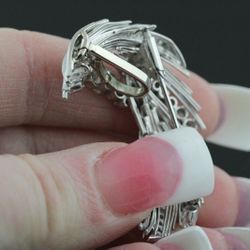 Women's 14k White Gold & Diamond Old European Brooch W Certificate 13.2g #30748