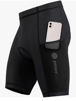 POWR LABS Padded Bike Shorts for Men with Pockets, Biking Shorts for Men, Mens Cycling Shorts, Mens Bike Shorts size M