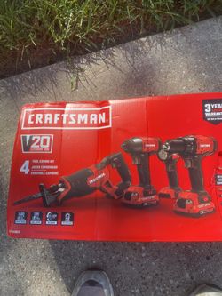 New CRAFTSMAN V20 20-volt Max 4-Tool Power Tool Combo Kit with Soft Case (2-Batteries Included and Charger Included)  $175.00 O.B.O.