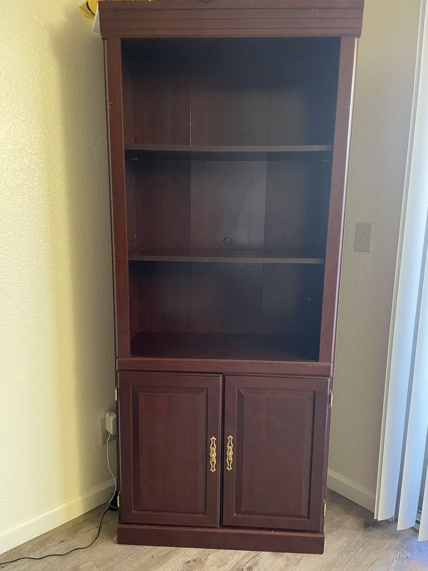 Wine Wood Library W/ Lower Storage
