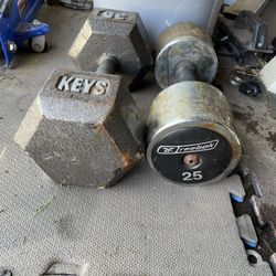 single 35lb & 25lb dumbbells 