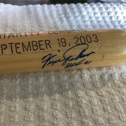 Chicago Cubs Ferguson Jenkins autographed Charity Classic mini baseball bat. 9/19/2003 Plainfield, Illinois