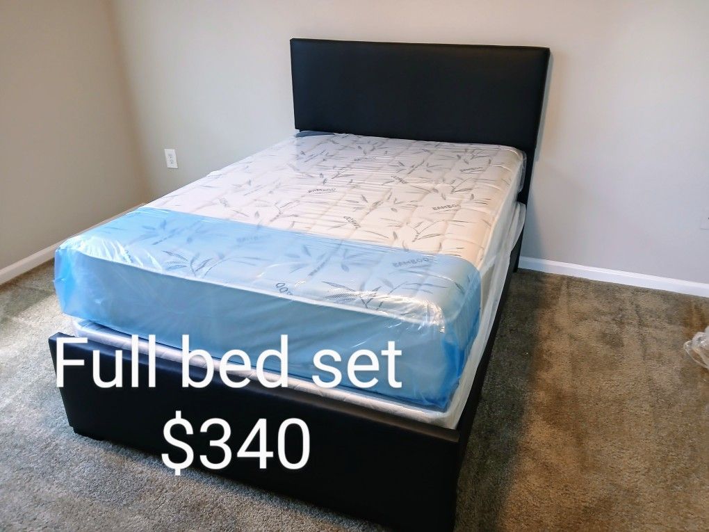 $340 Full Bed Frame With Mattress And Box-spring Brand New Free Delivery