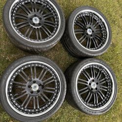 Asanti Wheels 20x10.5, Three Piece Rims 5x112 with Goodyear Tires