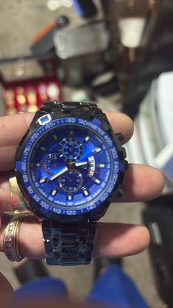 Black and Blue Chronograph Tachymeter Watch