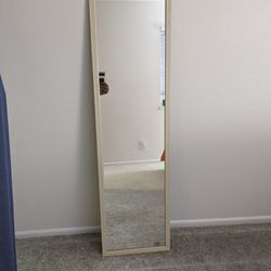 White Over-The-Door Mirror, Full Length Door Mirror. Hanging Over The Door or Leaning or Mounting as a Wall Mirror, Vanity Mirror.  51x14". Never Used