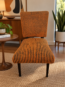 Mid-Century Modern Orange and Black Striped Slipper Chair - $475 OBO