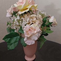 Roses Bouquet Artificial, 12"inches Tall With Vase. Great Valentines Day Gift. Can Deliver To Ormond Beach Area