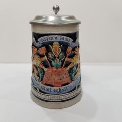 GERMAN PEWTER LIDDED BEER STEIN