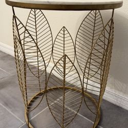 Marble & Gold Leaf Accent Side Table