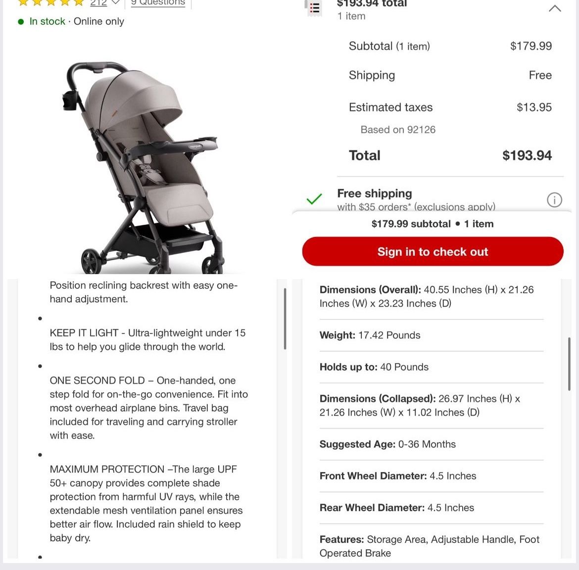Brand New Brand new Mompush Lithe V2 Lightweight Travel Stroller