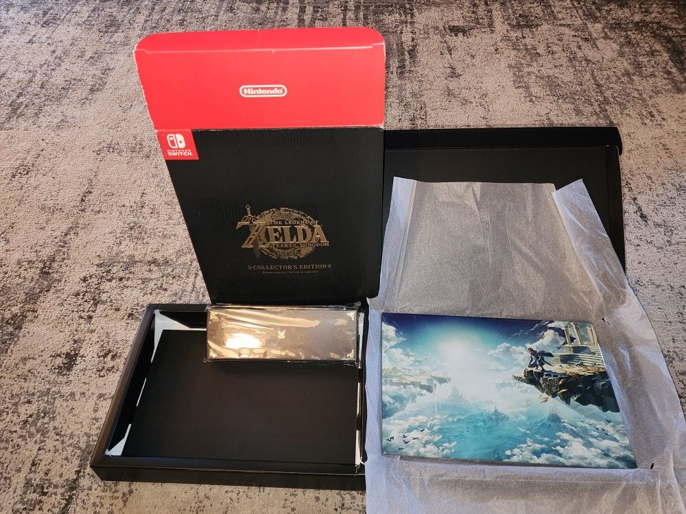 ZELDA Tears Of The Kingdom Collectors Edition BOX, PIN, Metal Poster With Magnet ONLY For Nintendo Switch