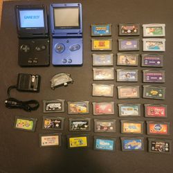 Gameboy Advance SP Lot With 31 Games and 2 Consoles