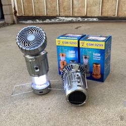Camping Lanterns with Fan,Solar Camping Lights (2pcs)