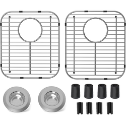 2Pack Stainless Steel Kitchen Sink Grid,13.2" x 11.6" x 1.2" Sink Protectors With Rear Drain Hole,Sink Rack for Bottom of Sink, Anti-rust Metal Sink B