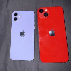Red iPhone 14plus 128GB & iPhone 12 64GB OBO