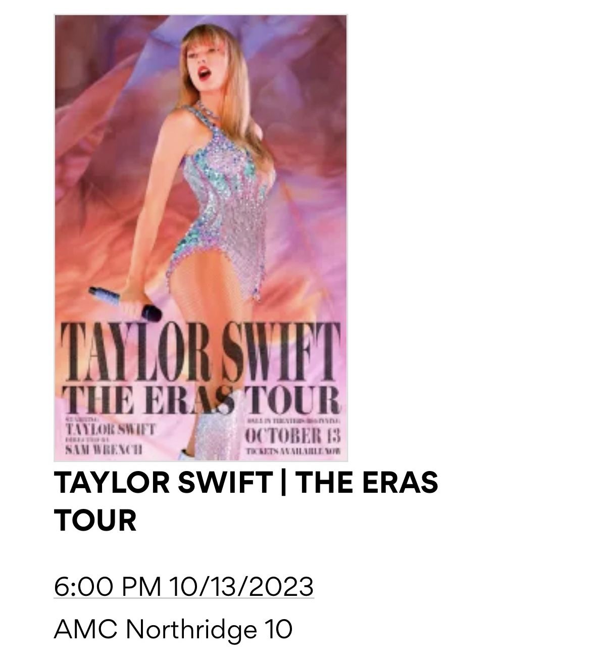 Taylor Swift The Eras Tour Movie- Tickets Opening Night