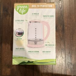 GreenLife Pink Glass Electric Kettle 1.7L